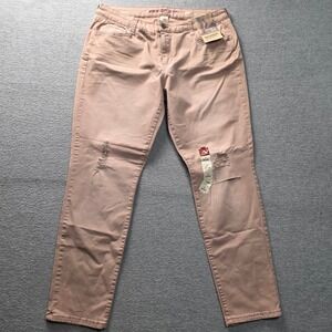 Arizona Jean Co Womens 17 Pink Distressed Jeggings Stretch Ripped Twill Pants